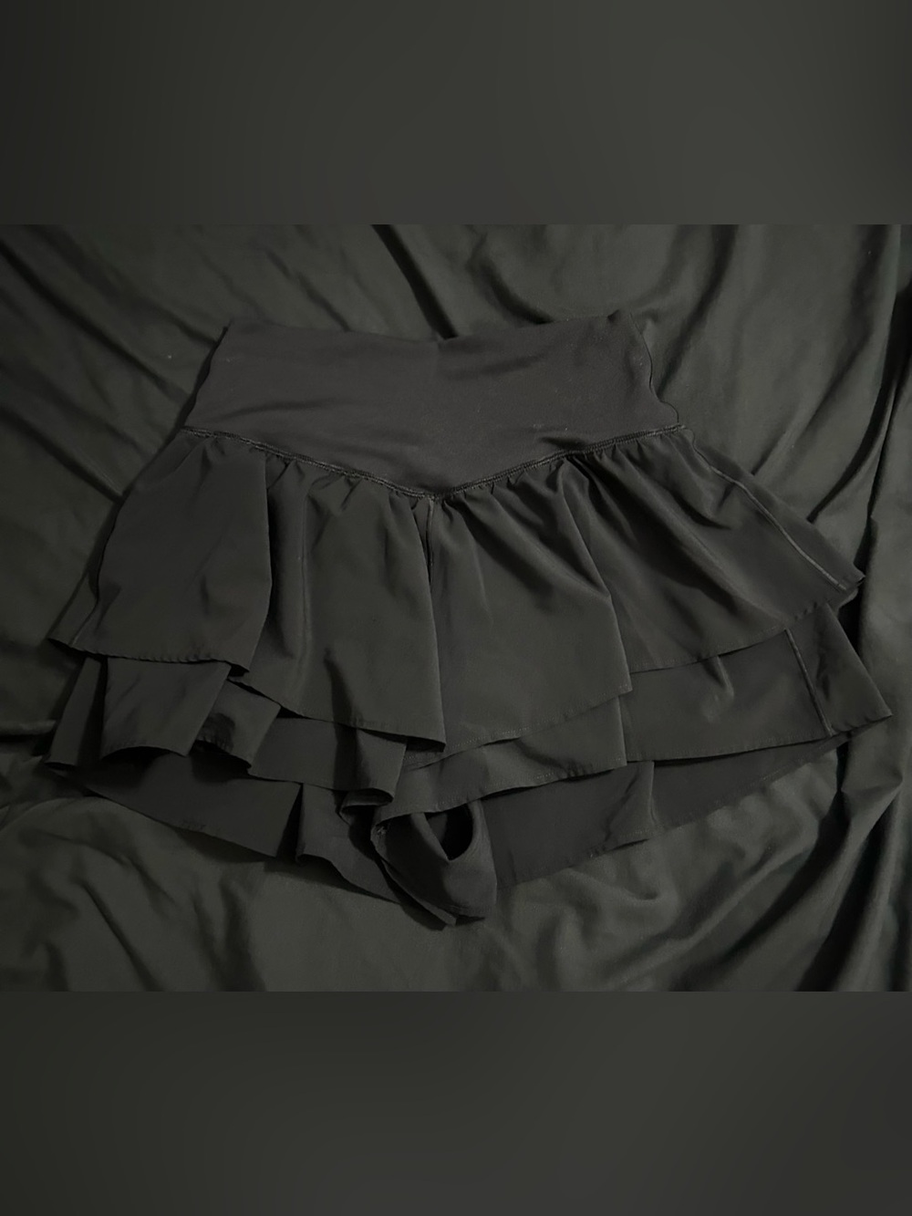 aerie Black Layered Ruffle Skater Skirt
